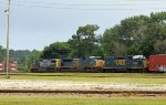 CSX 7898 leads train F769 down track 1 as train L034 passes by